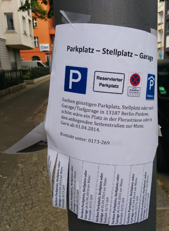 Jemand Parkt Auf Meinem Stellplatz Zettel Bald noch weniger Parkplätze?! | Florakiez